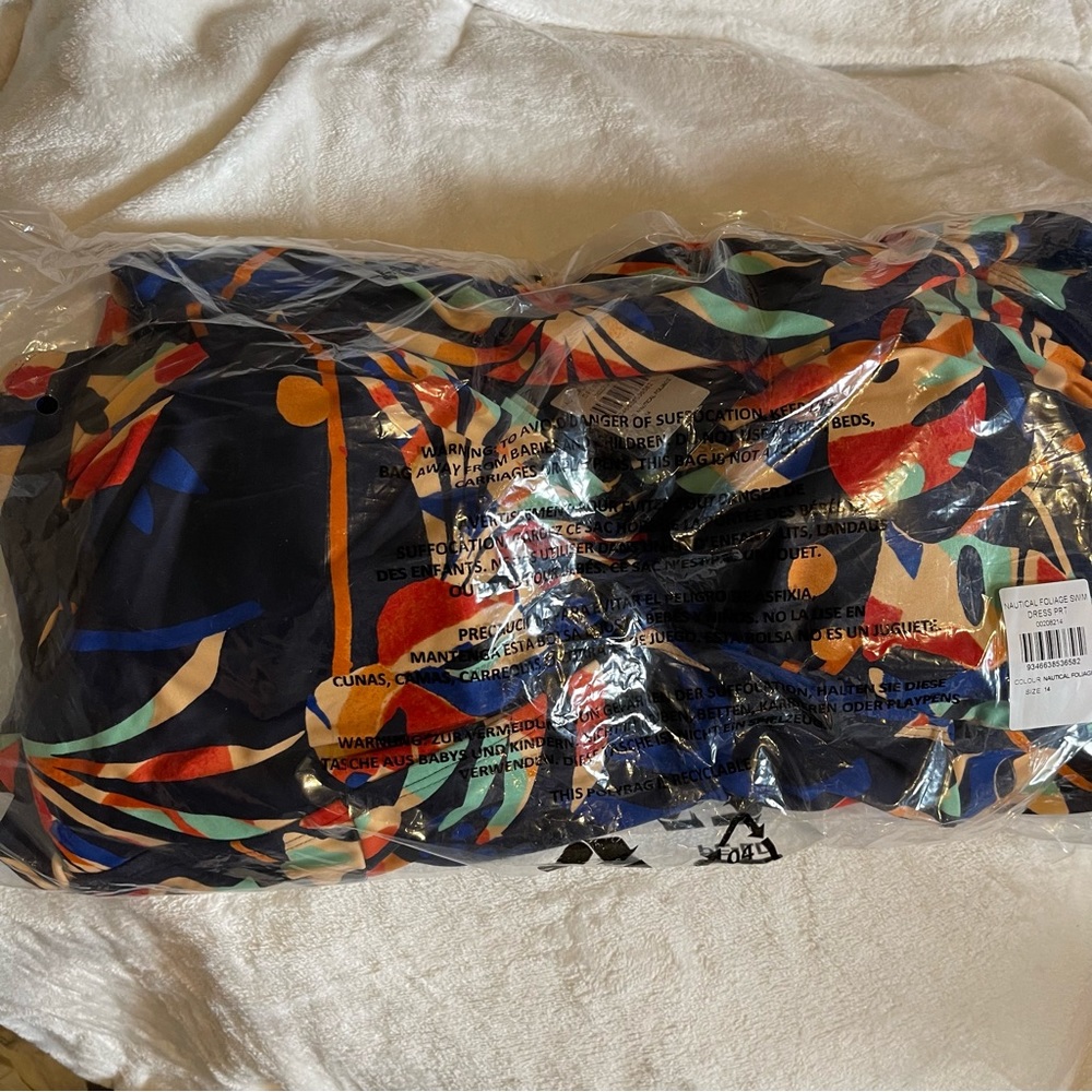 SOLD**AVENUE 14W Navy Foliage Print Swim Dress SW96.8 - Picture 6 of 7